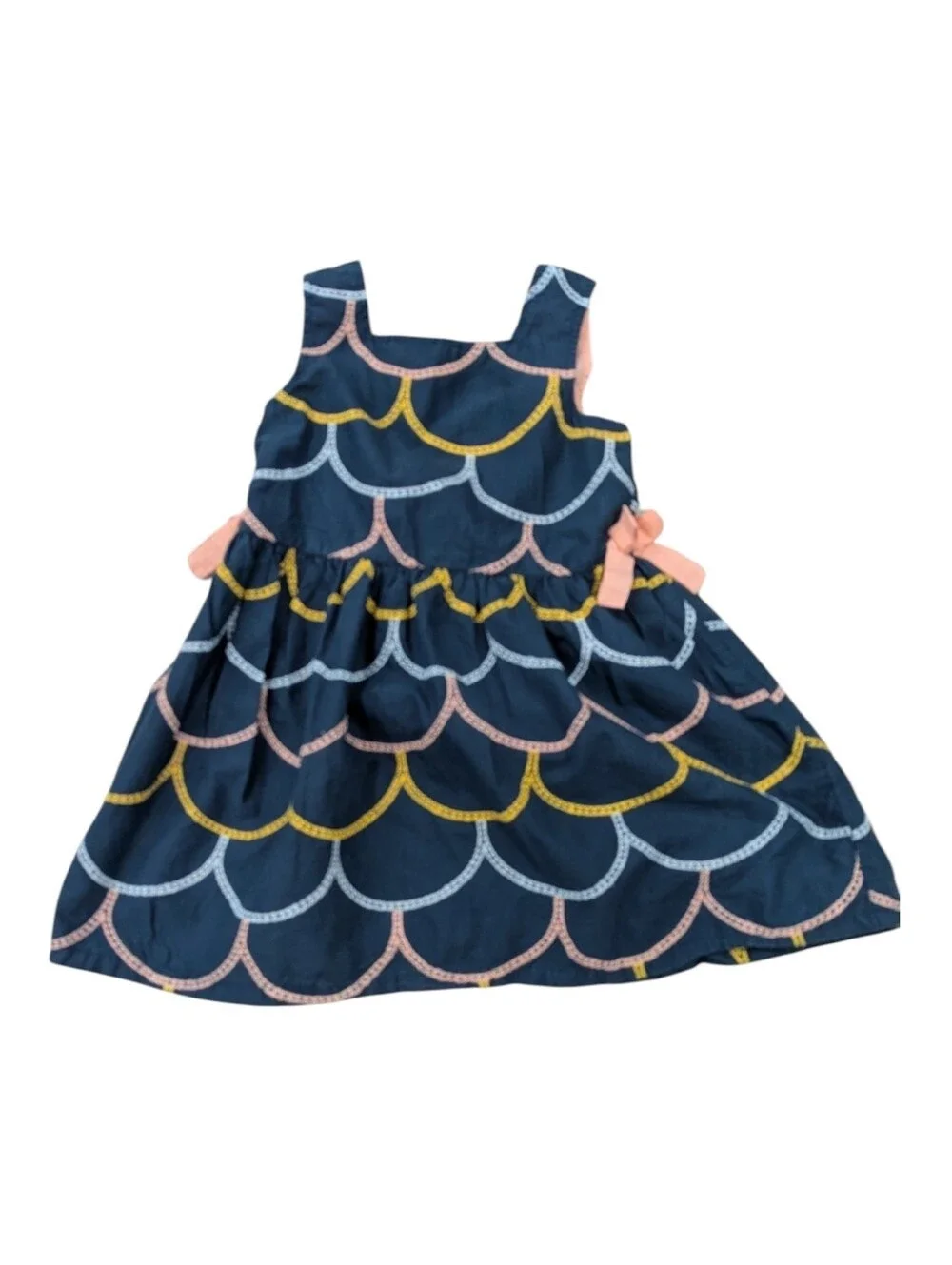 Oshkosh Genuine Kids Blue Scallop Peach Orange Yellow Stitched Embroider Size 4T